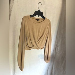 Lulus Tan Tied Crop Top